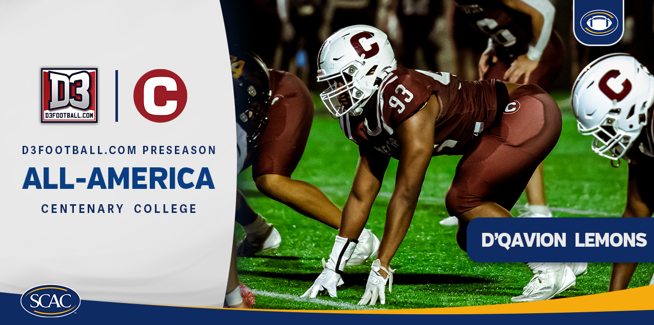Centenary's D'Qavion Lemons Named To 2025 D3football.com Preseason All-America Team